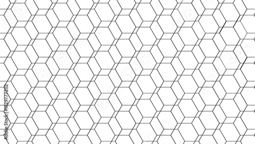 Seamless Isometric Cube Line Pattern Abstract Geometric Hexagon Grid Minimal Monochrome Vector Background