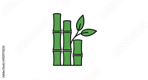 Bamboo Stems with Leaves Illustration.