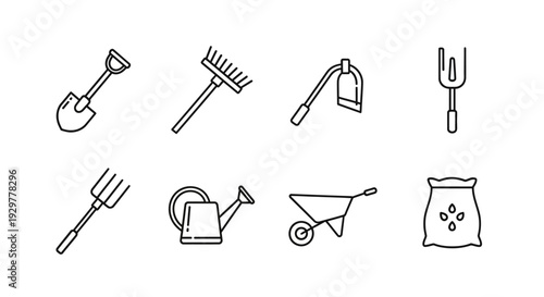Gardening Tools Icons Set Illustration.