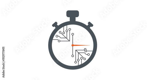 Black Stopwatch with White Dial and Red Second Hand.