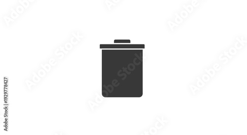 Black Trash Can with Closed Lid.