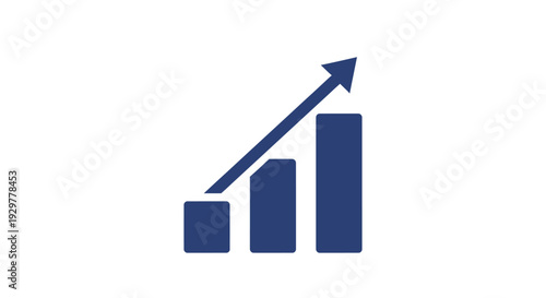 Blue Bar Graph with Upward Trend Arrow.