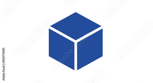 Blue Cube Simple Geometric Shape Illustration.