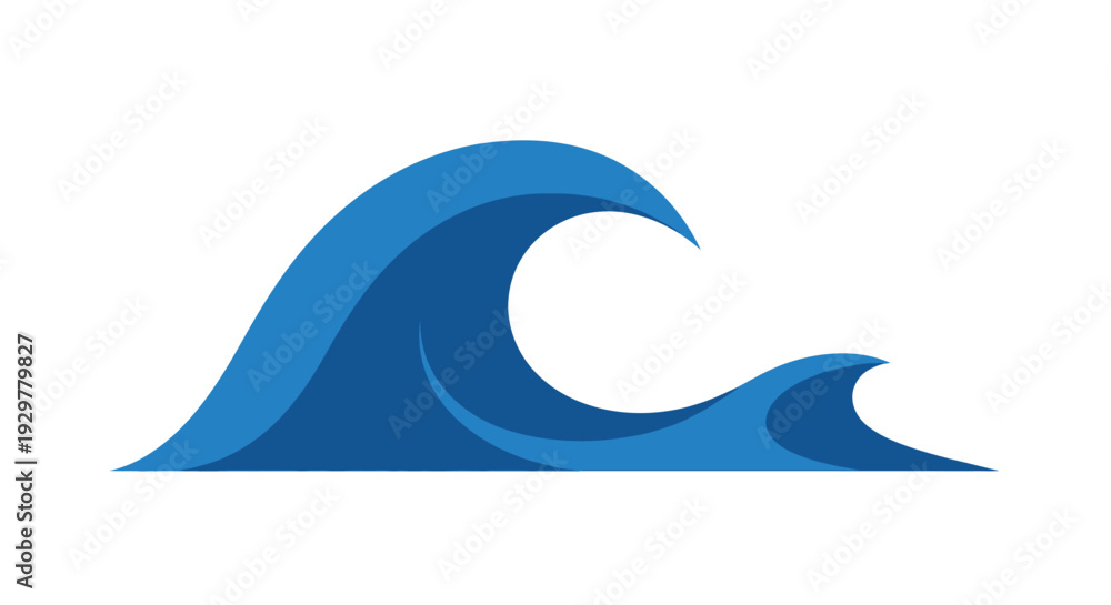 Obraz premium Blue Wave Icon Simple Ocean Symbol.