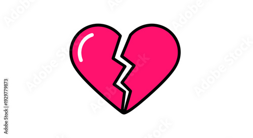 Broken Heart Illustration Pink Color Image.