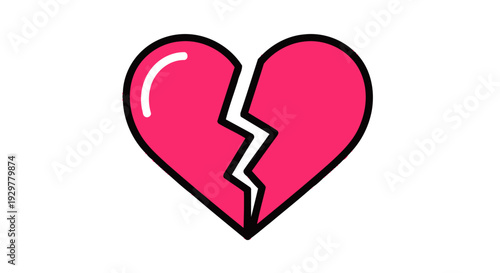 Broken Heart Illustration with Cracked Design.