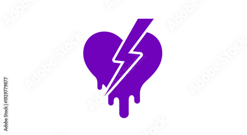 Broken Heart with Lightning Bolt Symbol.