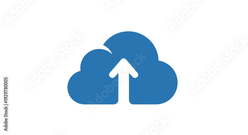 Cloud with white upward pointing arrow.