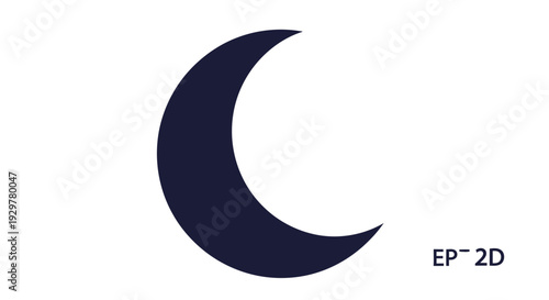 Crescent Moon Shape Dark Blue Illustration.