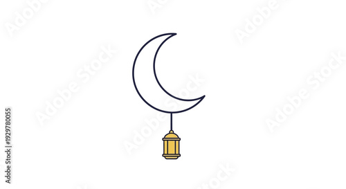 Crescent Moon Hanging Lantern Icon.
