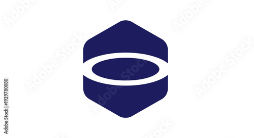 Dark blue hexagon with white ring.