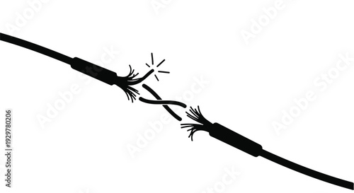 broken electric cable with sparks flying out