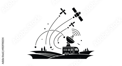satellite communication system with dish antenna on a boat