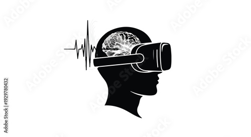Virtual reality technology brain wave innovation concept