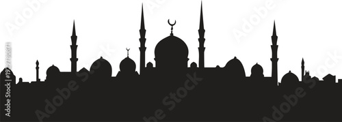 Islamic Mosque Silhouette Vector Illustration for Ramadan Kareem and Eid Mubarak 