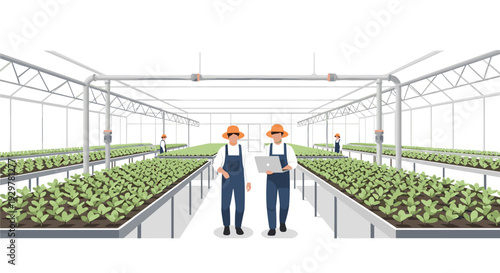Sustainable greenhouse farming with modern technology and hydroponic systems
