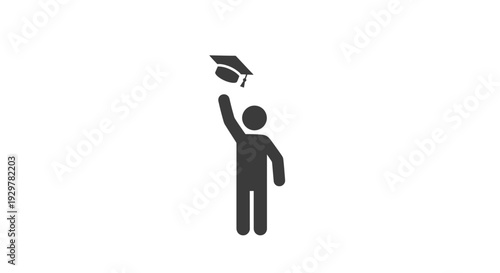 Graduate Tossing Graduation Cap in Celebration.