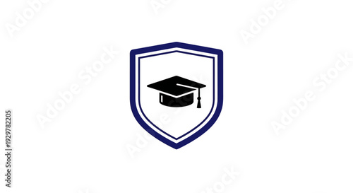 Graduation Cap Icon in Shield Logo Design.