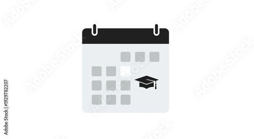 Graduation Calendar Icon with Mortarboard Symbol.