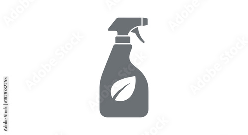Gray spray bottle with leaf design.