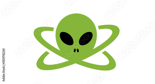 Green Alien Creature With Black Eyes.