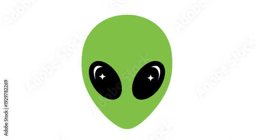 Green Alien Face with Big Eyes.