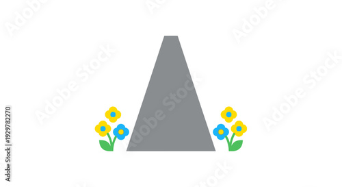 Gray Triangle with Colorful Flowers.