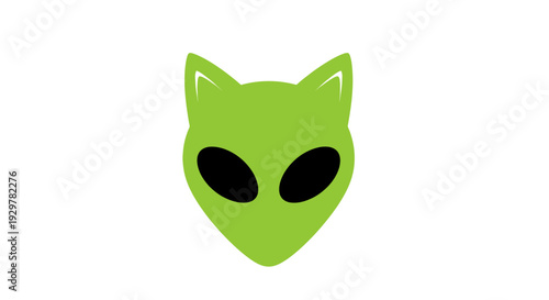 Green alien head with black eyes.