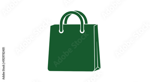 Green Shopping Bag with Handles Illustration.