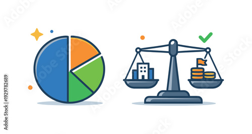 Corporate strategic portfolio review and asset rebalancing process optimizing performance and managing long term risk exposure, a simple pie chart