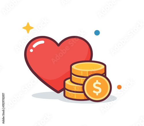 Personal long term charitable giving plan and structured philanthropy strategy aligning finances with personal values, a simple heart icon combined