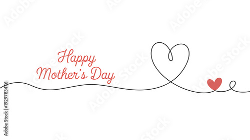 Happy Mothers Day greeting card with heart design and text