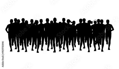 Diverse Group Running Marathon Training Community Fitness Vector on White