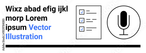 Digital communication, voice recording, task management, content organization, audio production, virtual collaboration. Checklist with checkmarks and microphone icon. Digital communication and voice