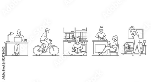 people working office workspace different activities