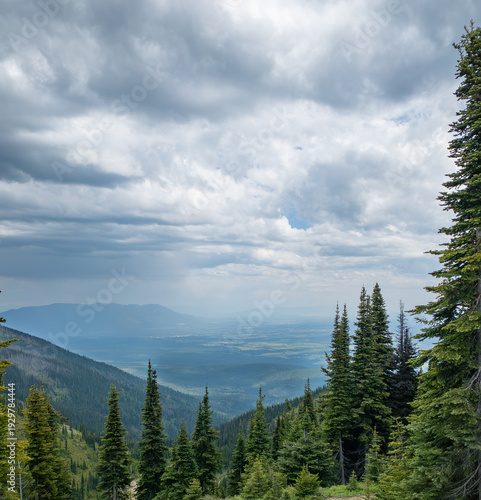 Summer mountain landscape from Whitefish Mountain Resort Montana