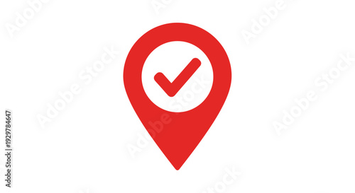 Red Location Pin with Checkmark.