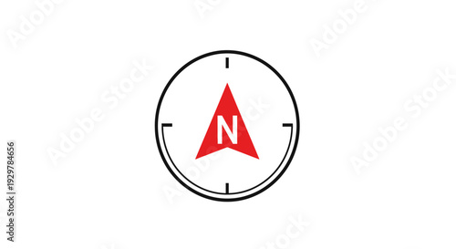 Red Navigation Compass with North Indicator.