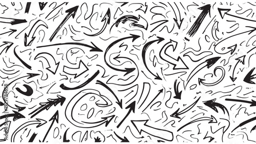 Dynamic hand-drawn arrow pattern creating a lively and energetic abstract background design, perfect for various creative graphic projects and web elements