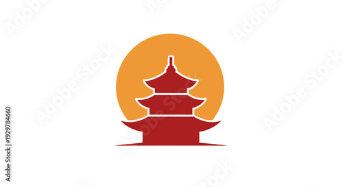 Red Pagoda Icon with Orange Circle.