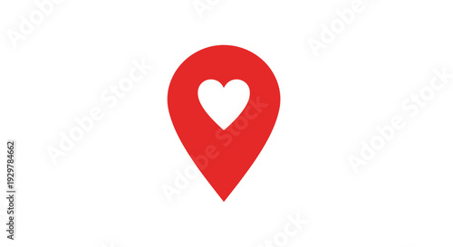Red Map Pin with Heart Symbol Inside.