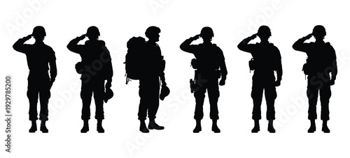 Happy Independence Day Army Vector – Patriotic Military Silhouette Clipart Design Set