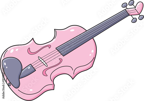 Pink violin musical instrument illustration isolated vector