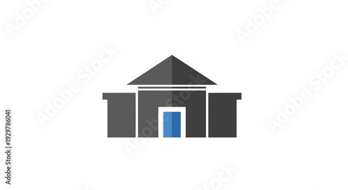 Simple modern house with blue door.