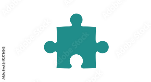 Teal puzzle piece shape object.