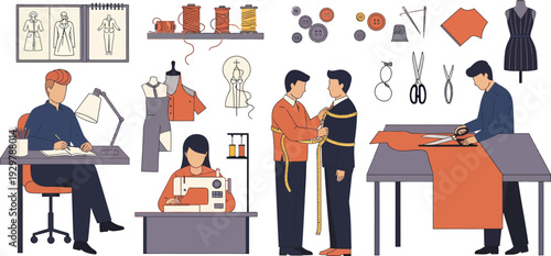 Fashion designers at work in a collaborative studio environment