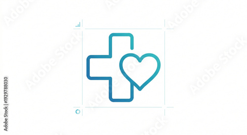 Minimalist medical healthcare cross and heart icon