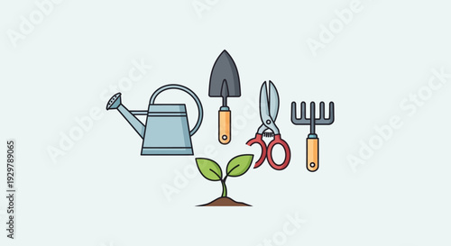 Gardening tools and plant