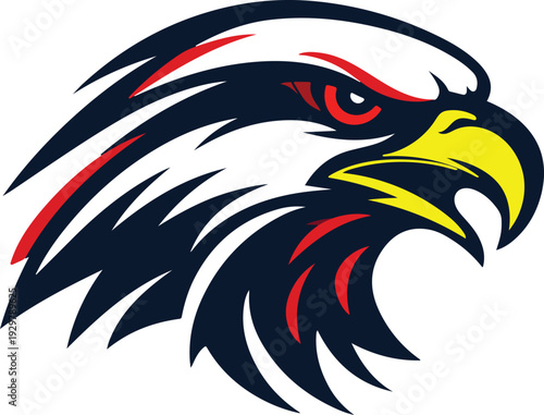 Aggressive Eagle Head Mascot Illustration in Bold Colors