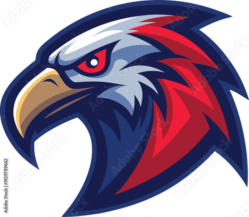 Fierce Hawk Head Mascot Illustration in Bold Colors